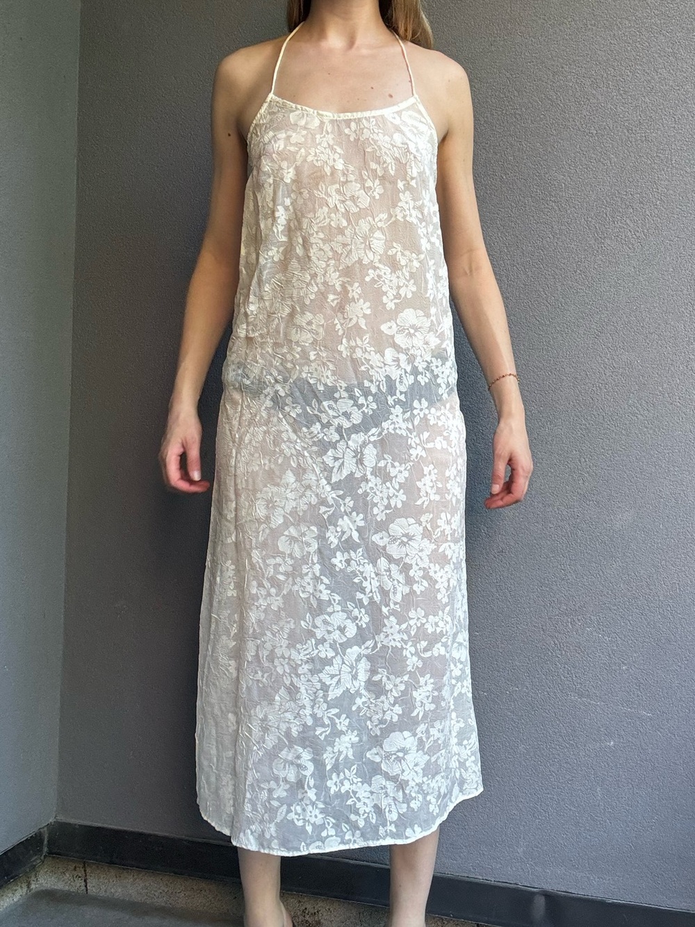 Madewell Sheer Lace Slip Dress in Cream - Beach Coverup/Intimates - Size XS